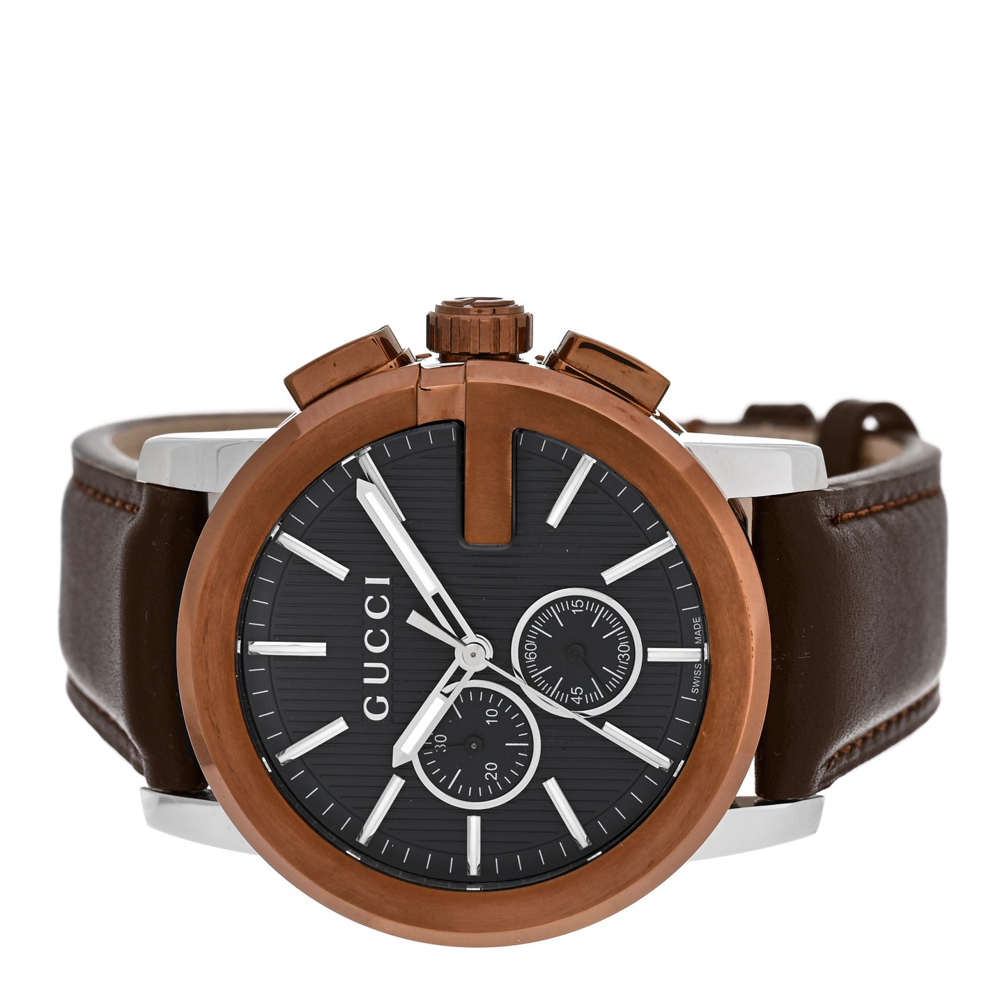 Stainless Steel Calfskin 44mm G-Chrono Quartz Watch Bronze