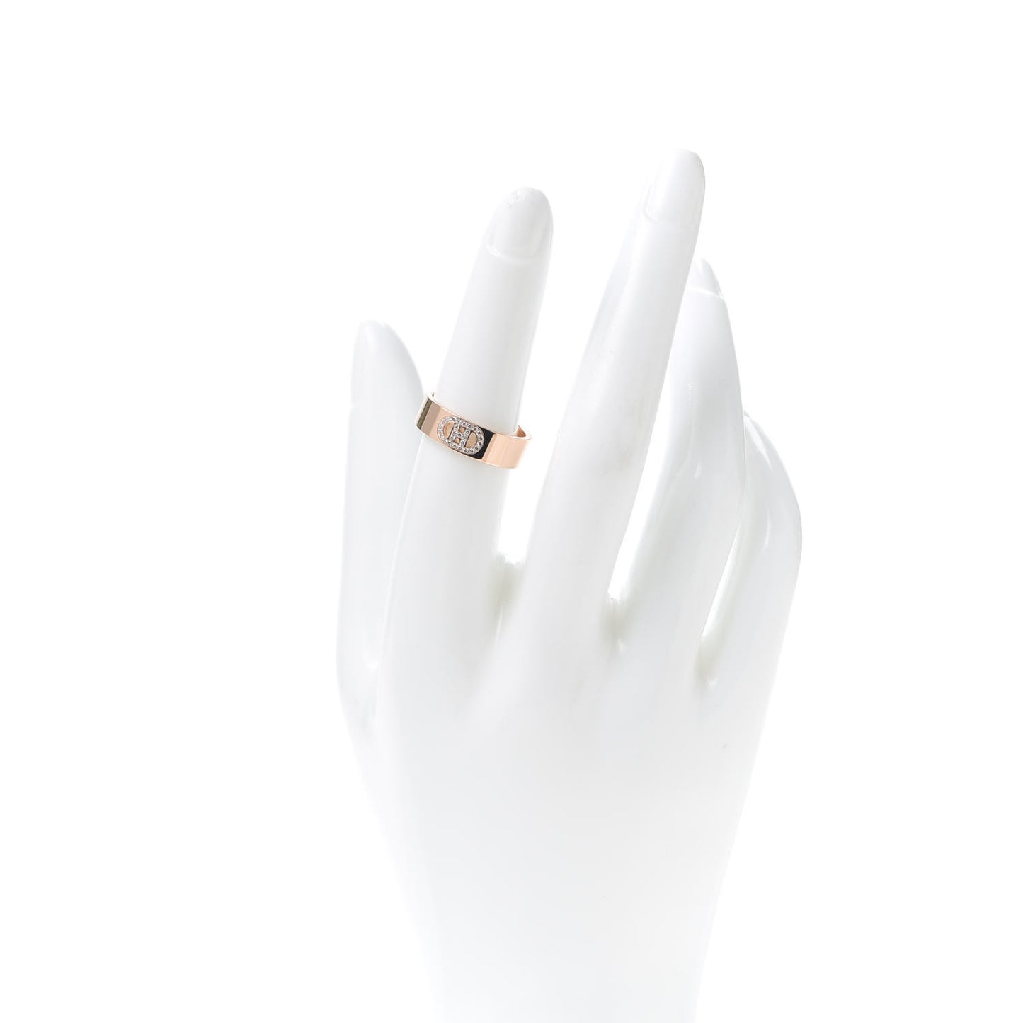 18K Rose Gold Diamond PM H D'Ancre Ring 53 6.5