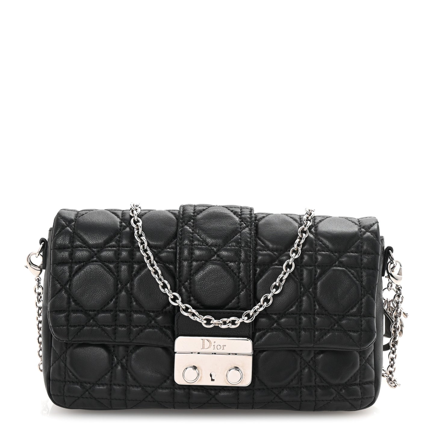 Lambskin Cannage Miss Dior Promenade Pouch Black