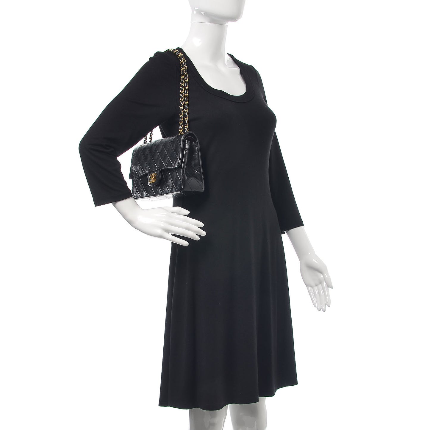 Lambskin Quilted Small Double Flap Black