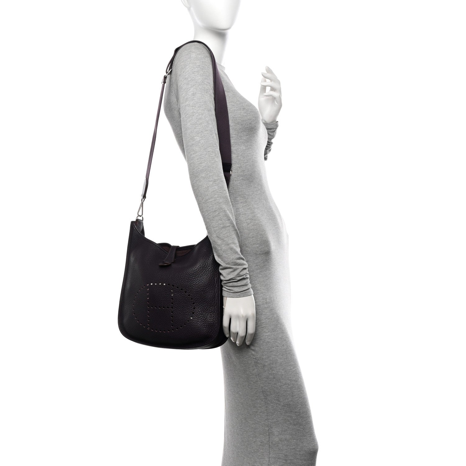 Hermes Taurillon Clemence Evelyne III PM Raisin 2 of 11