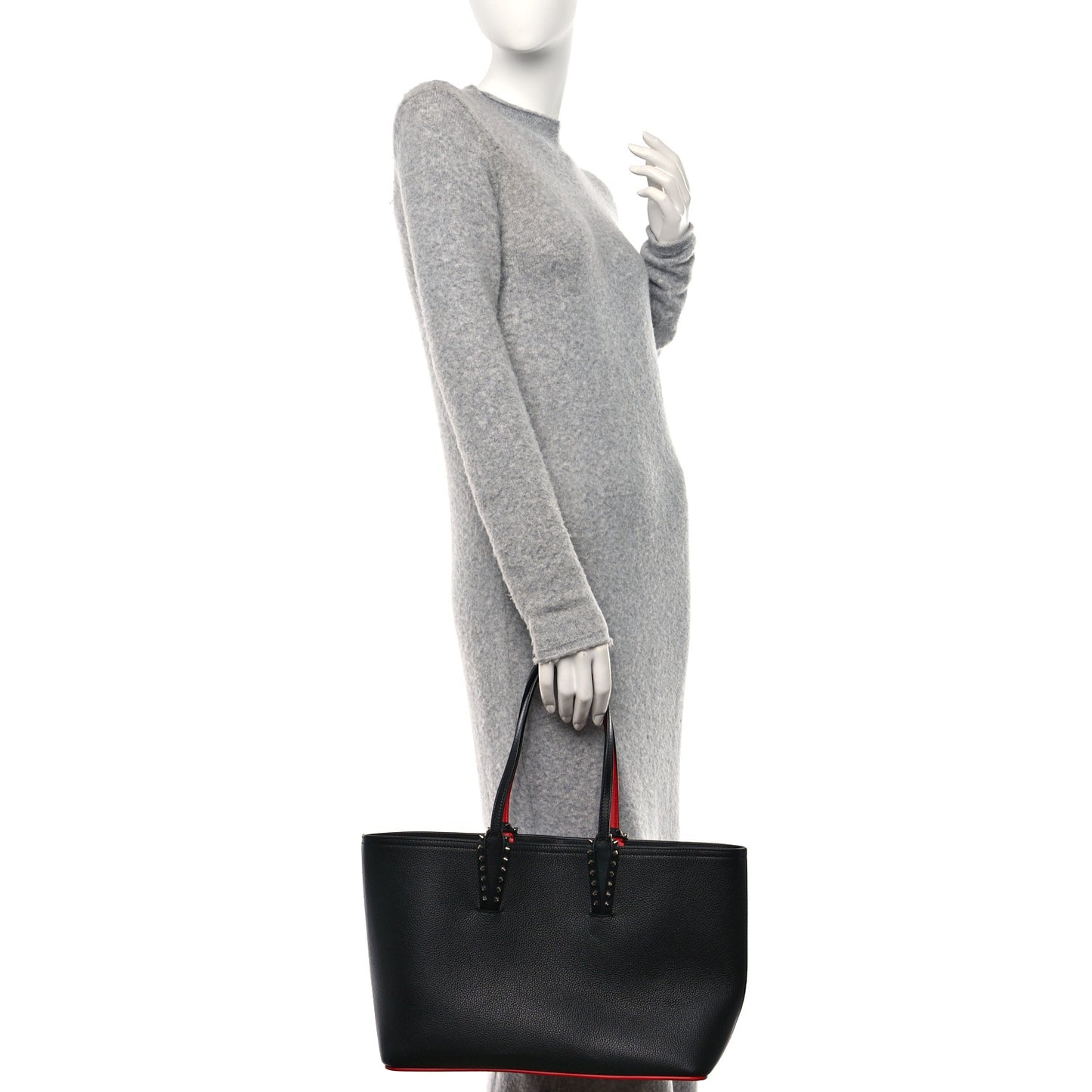 Calfskin Empire Spikes Small East West Cabata Tote Black