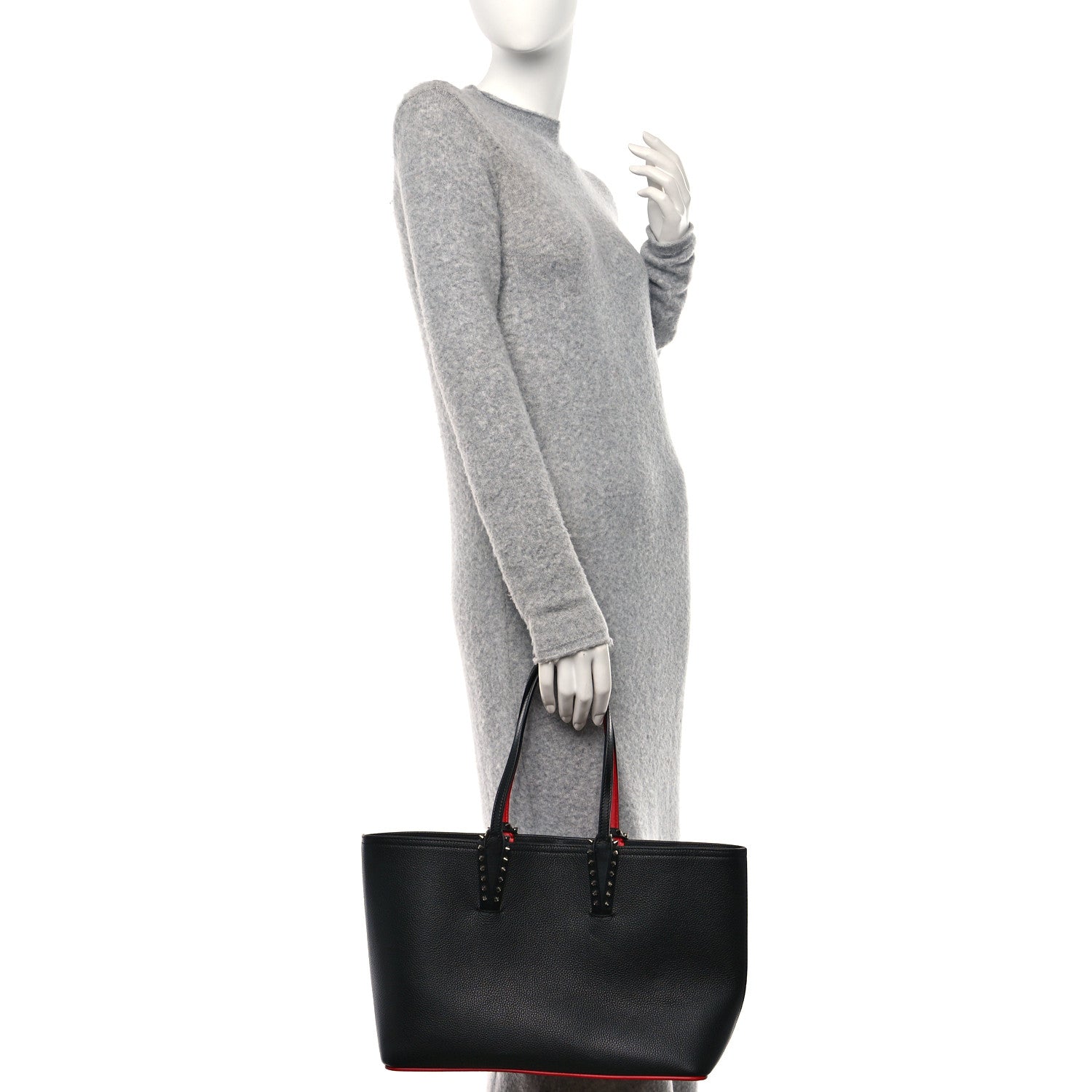 Christian Louboutin Calfskin Empire Spikes Small East West Cabata Tote Black 2 of 11