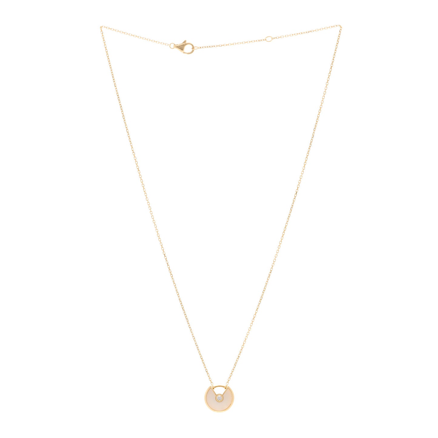 18K Yellow Gold Diamond Mother of Pearl XS Amulette de Cartier Pendant Necklace