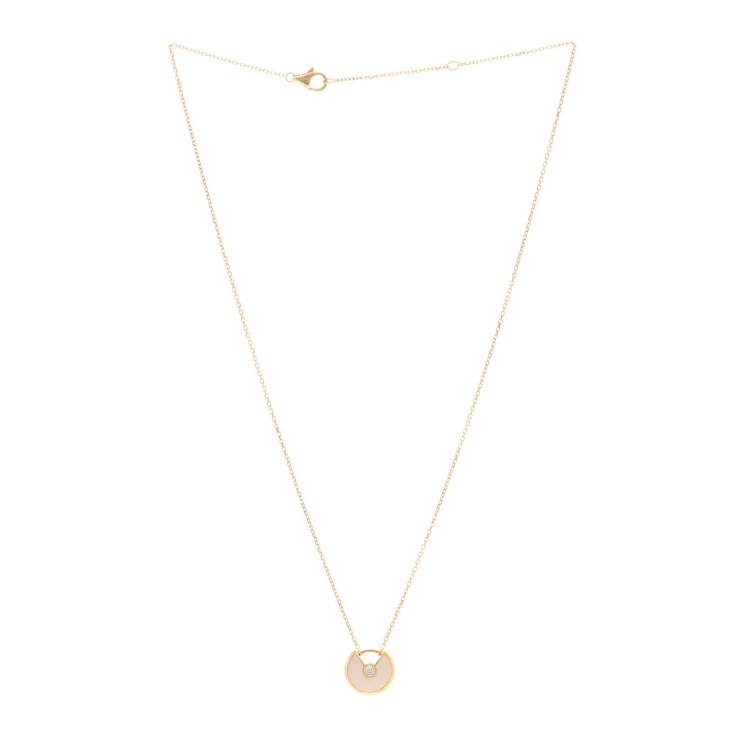 Cartier 18K Yellow Gold Diamond Mother of Pearl XS Amulette de Cartier Pendant Necklace 3 of 4