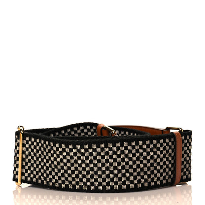 Fendi Ribbon Vitello King Logo Embossed Gingham Woven Adjustable Strap You Panna Black Cuoio 3 of 7