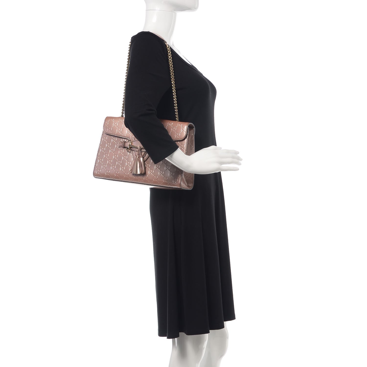 Gucci Shine Guccissima Medium Emily Chain Shoulder Bag Dark Cipria 2 of 16