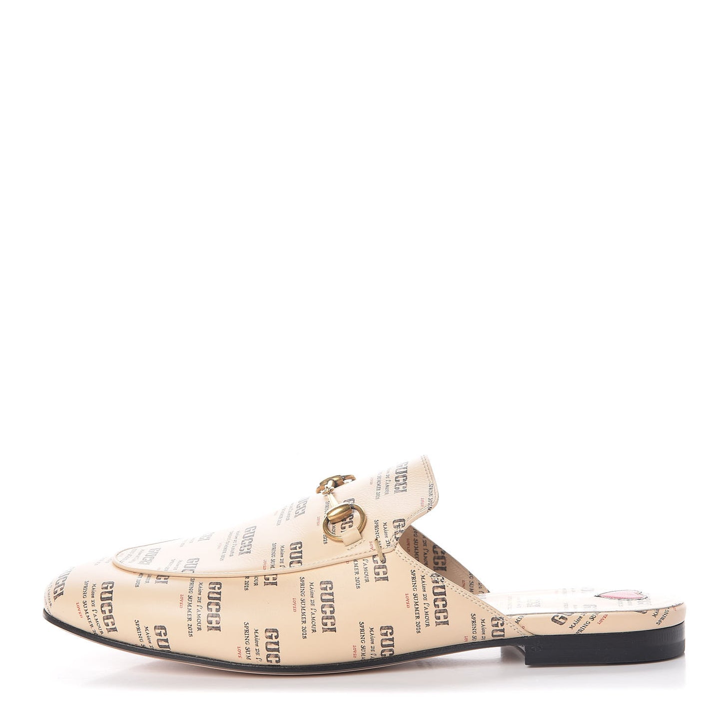 Calfskin Stamp Print Womens Princetown Slippers 40 Soy Black