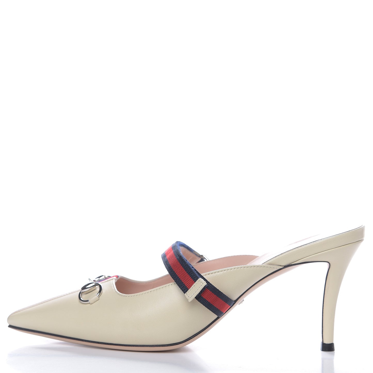Malaga Kid Sylvie Web Cross Strap Mid-Heel Slides 39.5 Vintage White