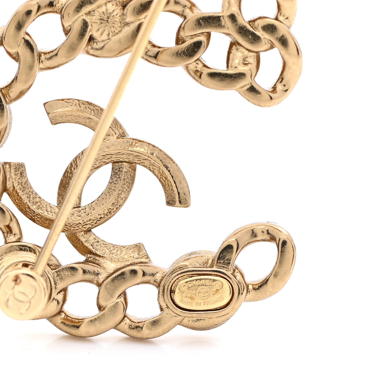 Chanel Pearl Crystal 5 CC Brooch Gold 4 of 5