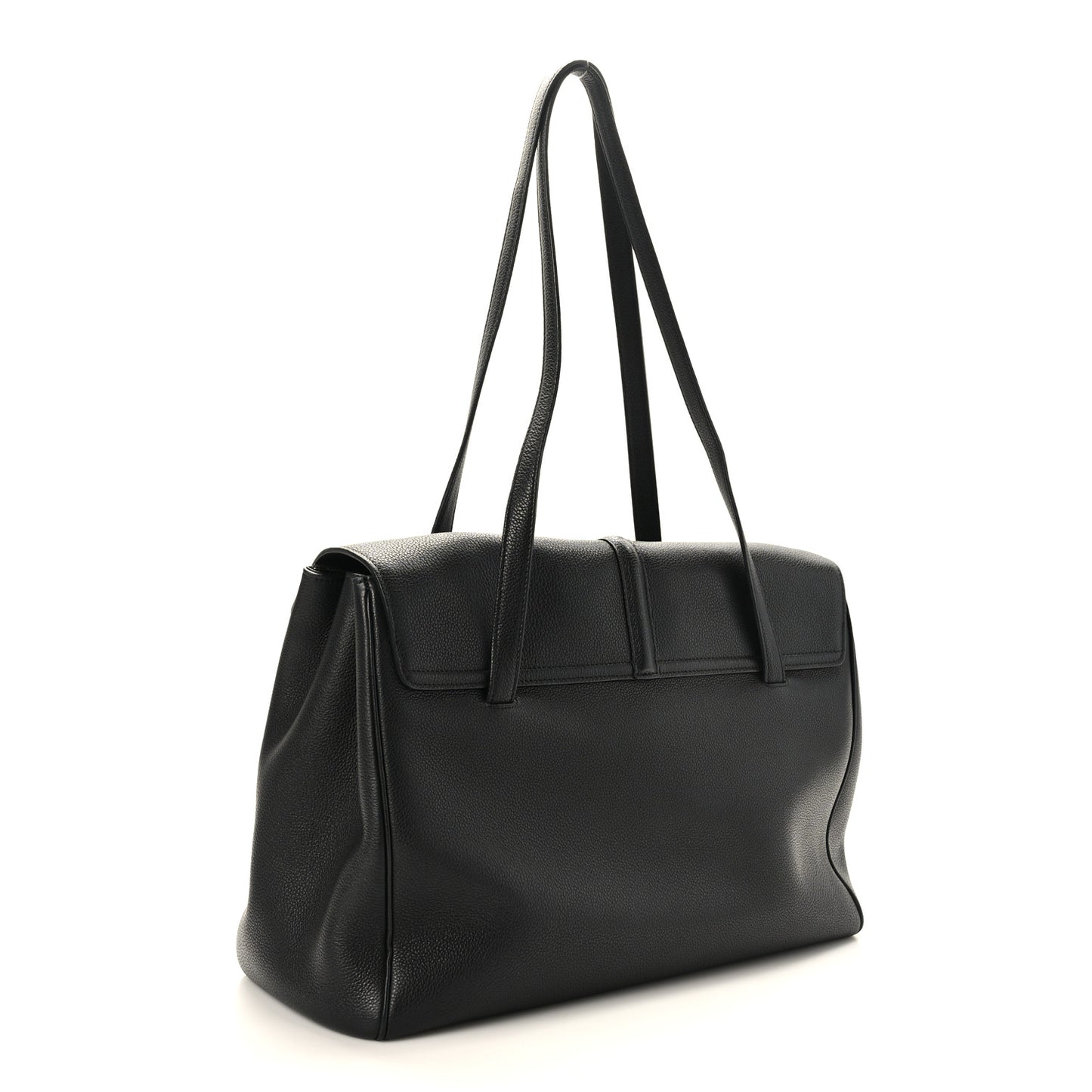Grained Calfskin Large Soft 16 Bag Black