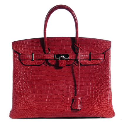 Hermes Matte Porosus Crocodile Birkin 35 Rouge H 1 of 5