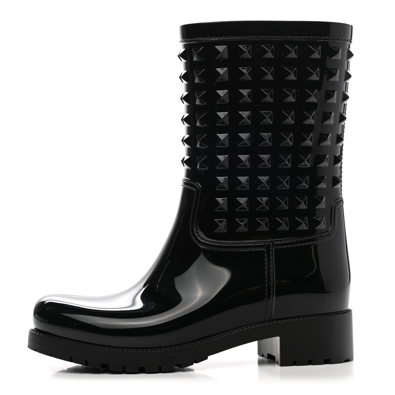 Valentino Garavani Rubber Rockstud Short Rainboots 37 Black 1 of 10