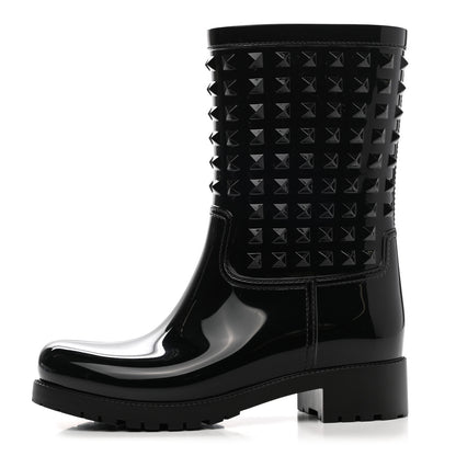 Valentino Garavani Rubber Rockstud Short Rainboots 37 Black 1 of 10