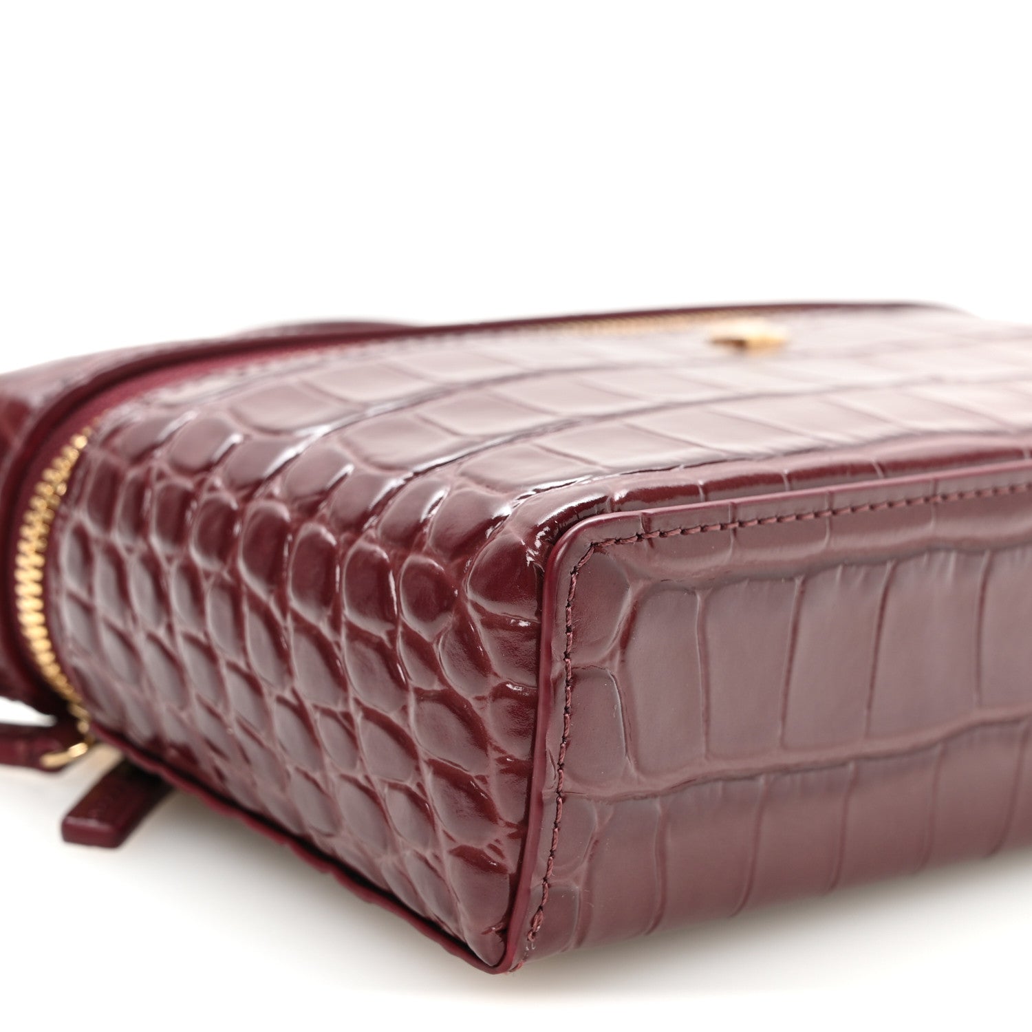 Chanel Calfskin Crocodile Embossed Exoticoco Large Supple Trapeze Vanity With Chain Dark Burgundy 9 of 11