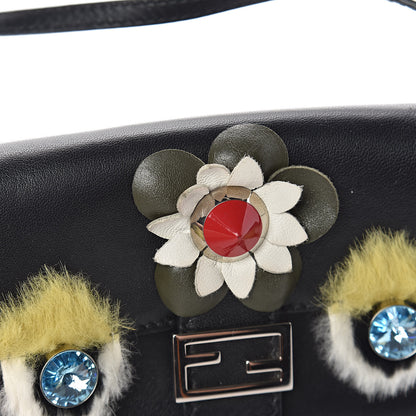 Fendi Shiny Nappa Rabbit Fur Crystal Flowerland Micro Buggie Baguette Black Mojito Multicolor 8 of 13
