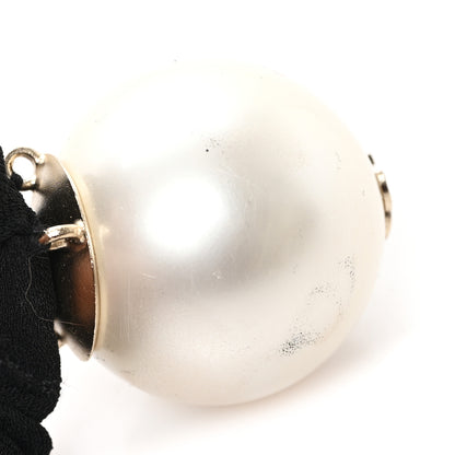 Chanel Pearl CC Hair Tie Black Gold Pearly White 5 of 6