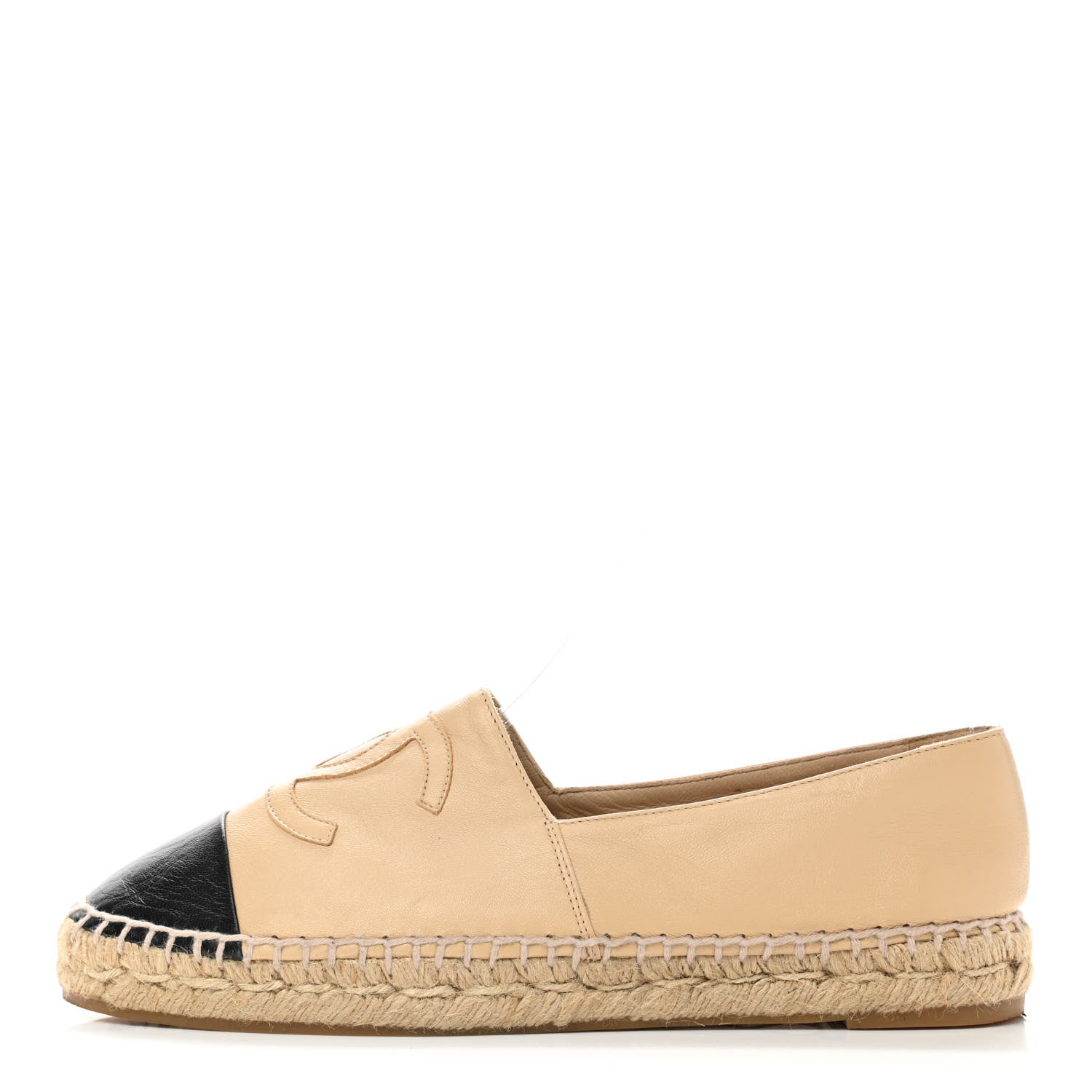 Chanel Lambskin CC Espadrilles 39 Beige Black 1 of 13