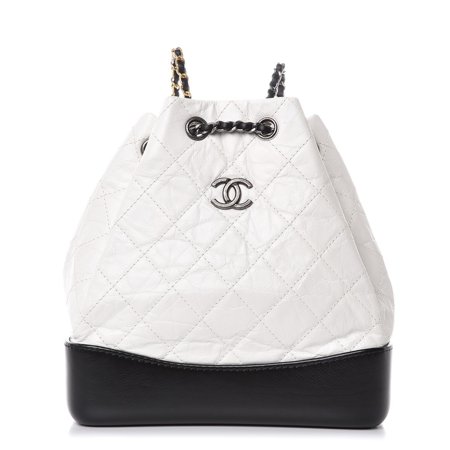 Chanel Aged Calfskin Quilted Gabrielle Backpack Black White 1 of 8