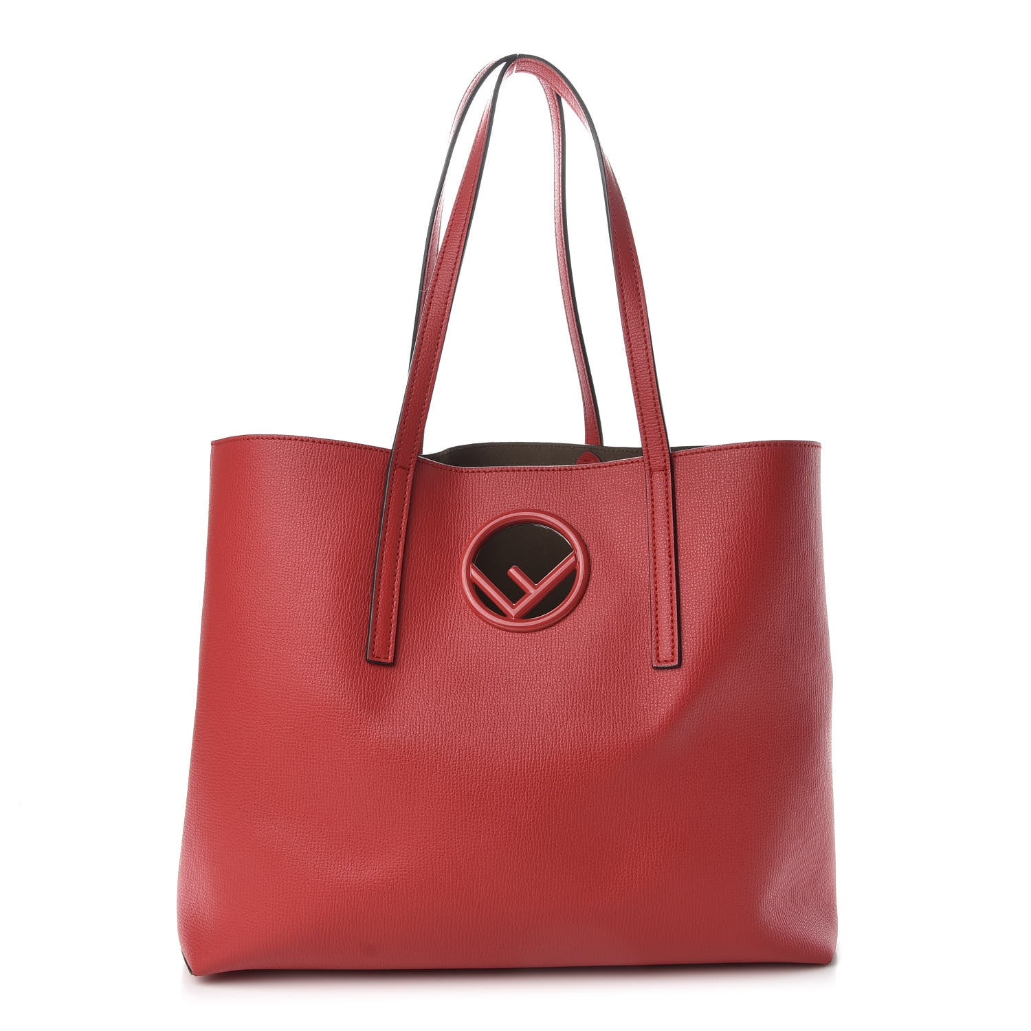 Fendi Vitello Vienna Enamel F is Fendi Shopping Tote Fiamma Taupe 3 of 9