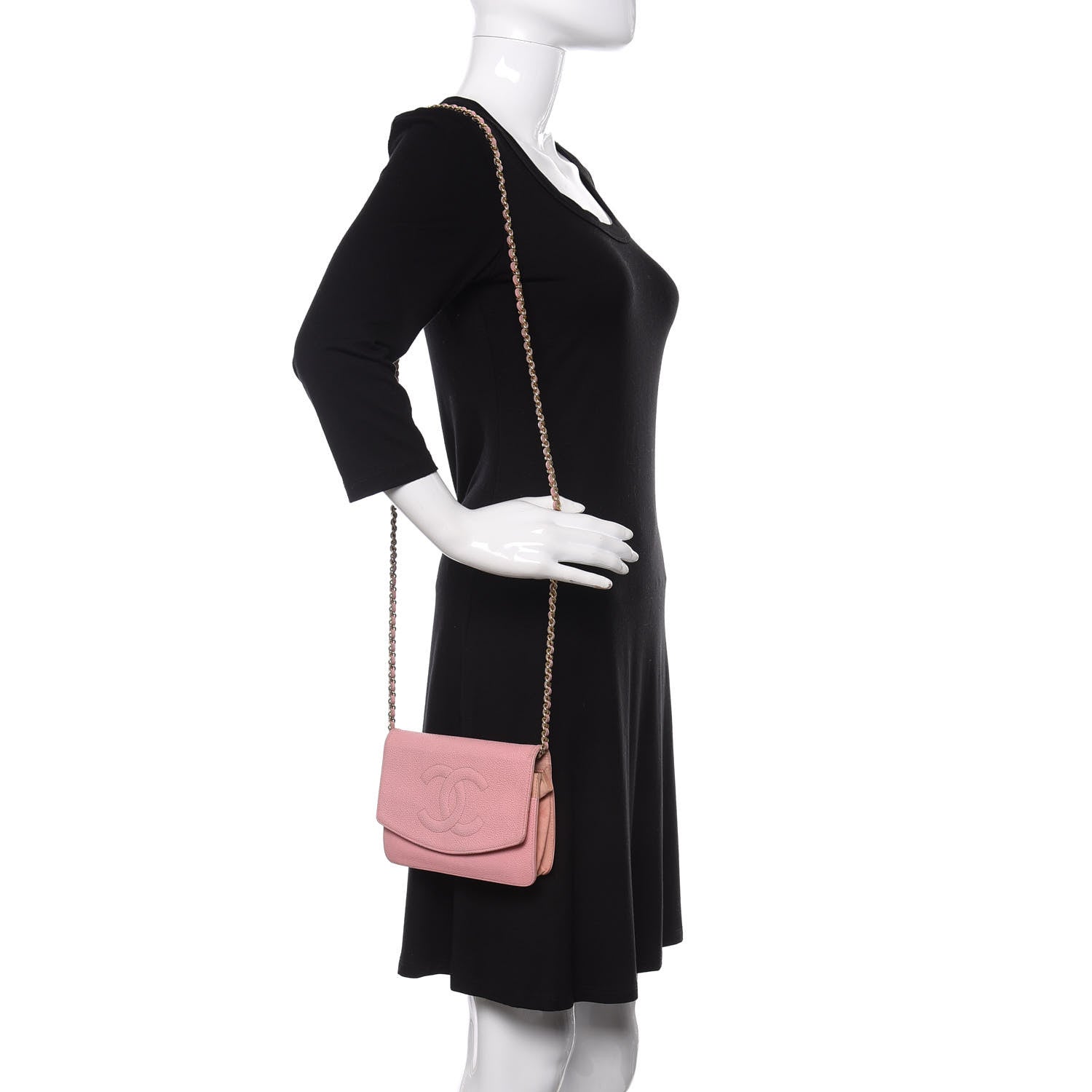 Chanel Caviar Timeless CC Wallet On Chain WOC Light Pink 2 of 14
