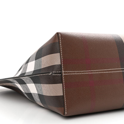 Burberry E-Canvas Check Medium Tote Dark Birch Brown 9 of 10