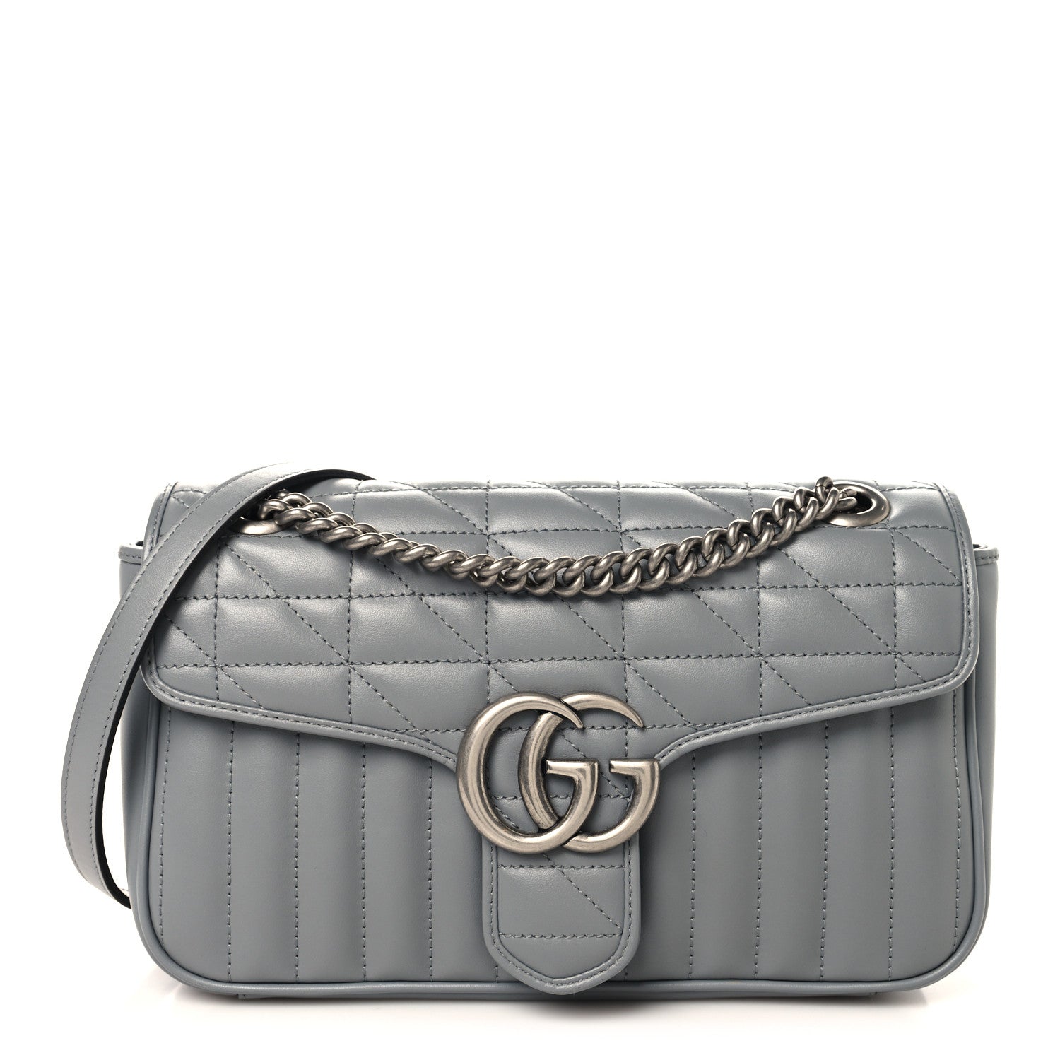 Gucci Calfskin Matelasse Aria Small GG Marmont Shoulder Bag Deep Grey 1 of 10