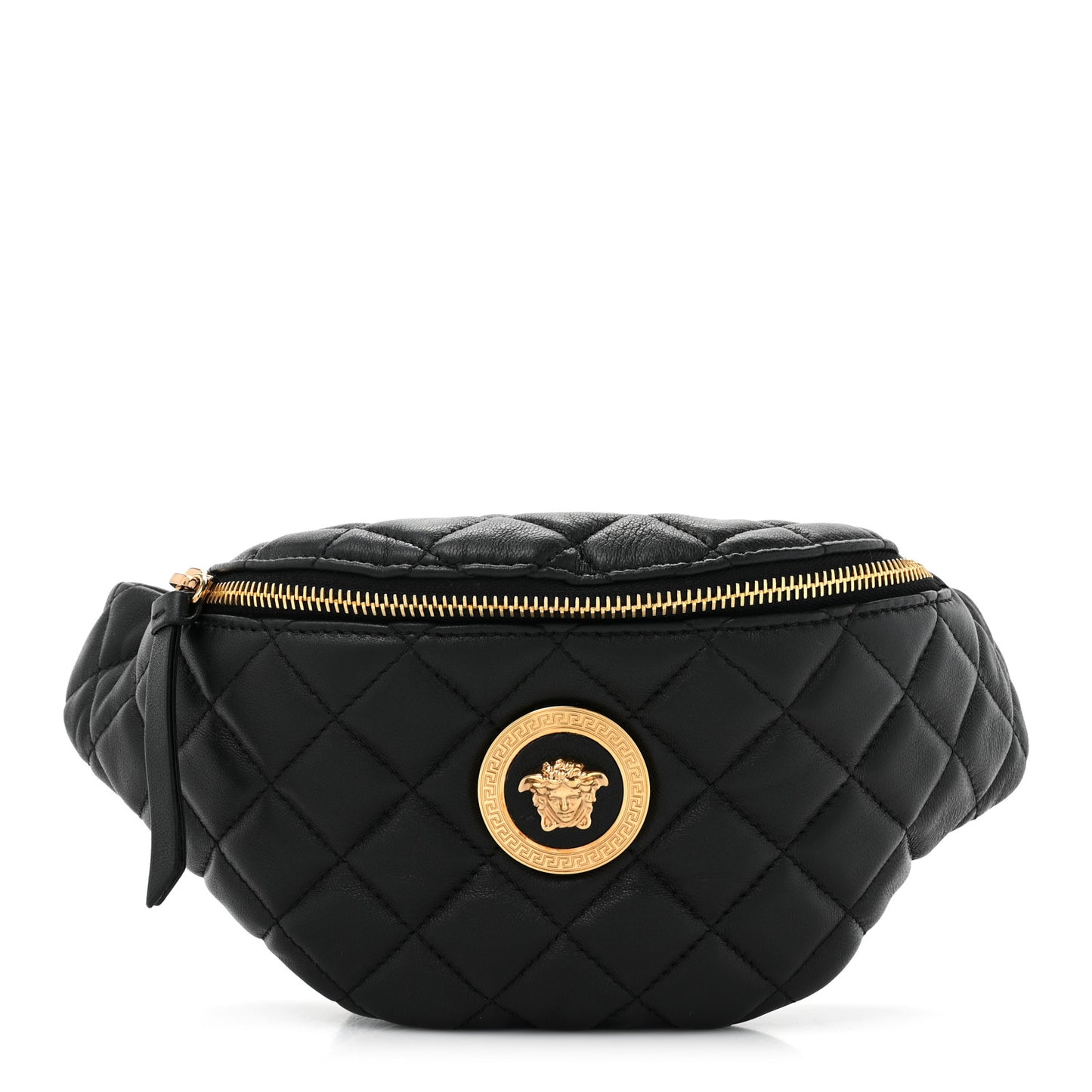 Nappa Quilted Medusa Belt Bag Black