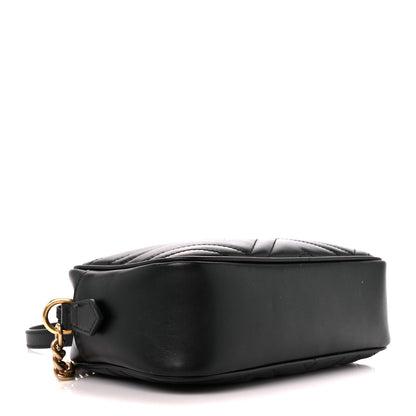 Gucci Calfskin Matelasse Small GG Marmont Chain Shoulder Bag Black 4 of 12