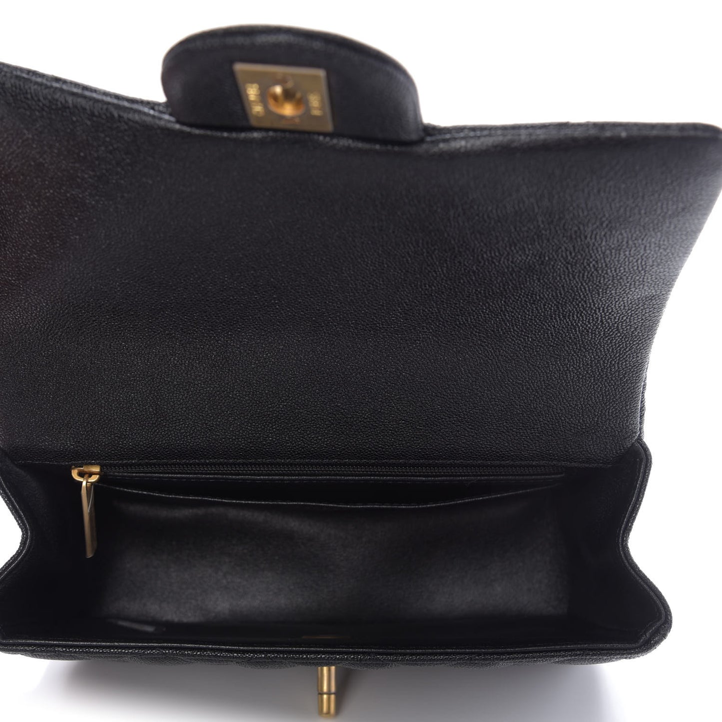 Caviar Quilted Mini Top Handle Rectangular Flap Black