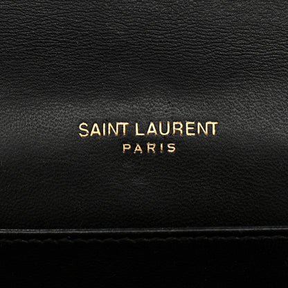 Saint Laurent Calfskin Crocodile Embossed Monogram Cassandra Chain Wallet Black 6 of 14