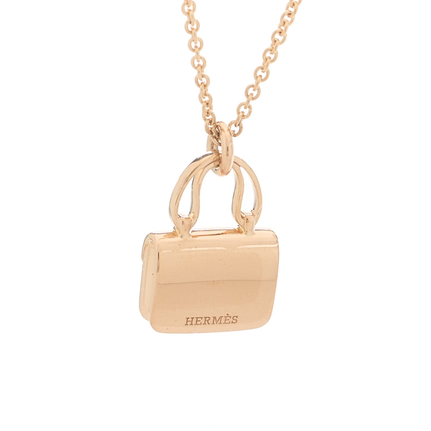 Hermes 18K Rose Gold Diamond Constance Amulettes Pendant Necklace 4 of 7