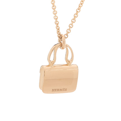 Hermes 18K Rose Gold Diamond Constance Amulettes Pendant Necklace 4 of 7