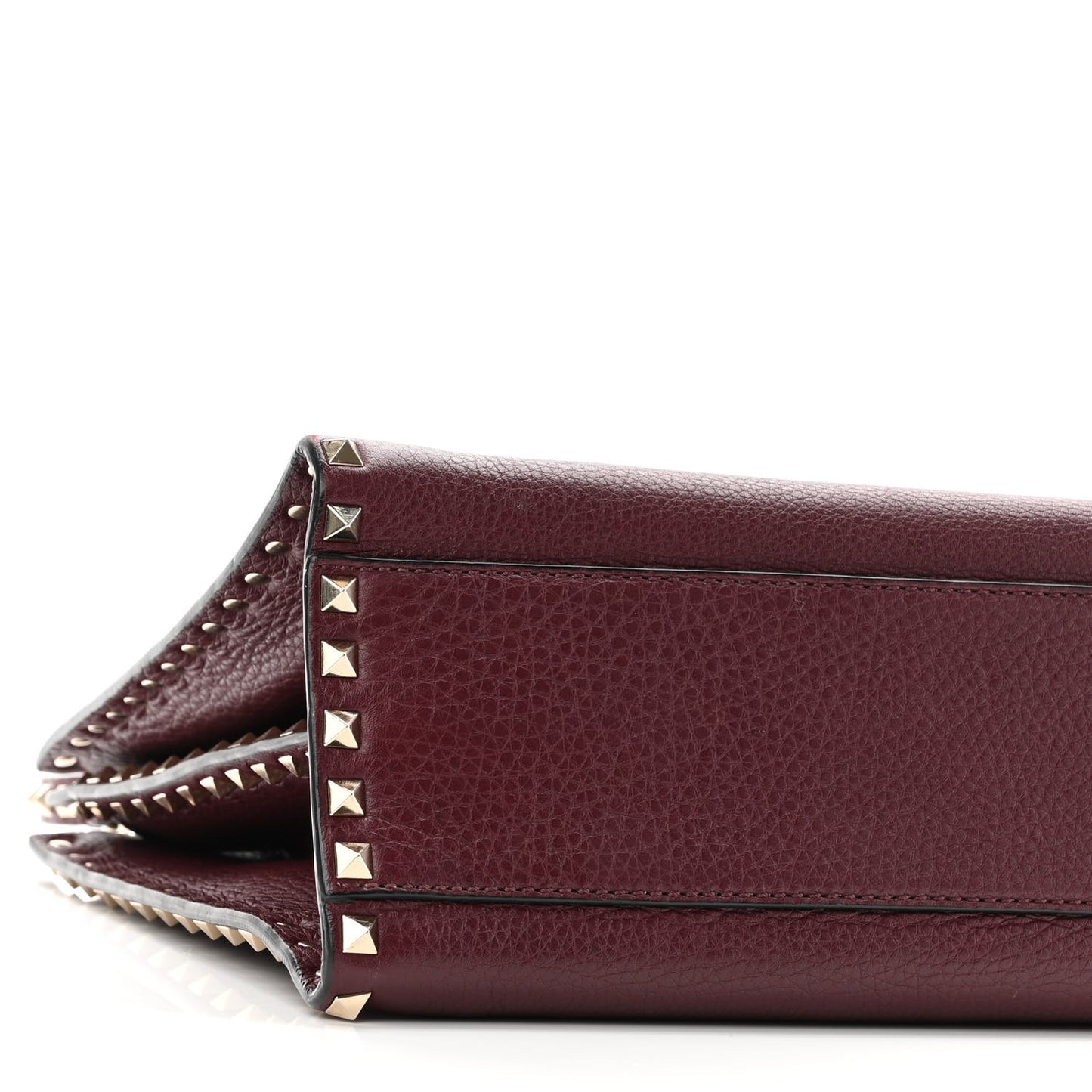 Grained Calfskin Medium Rockstud Double Handle Horizontal Tote Rubin