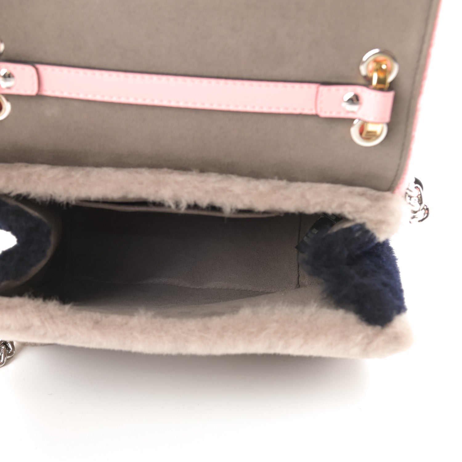 Fendi Shearling Vitello Century F is Fendi Small Kan I Shoulder Bag Pink Tortora Blue 5 of 11