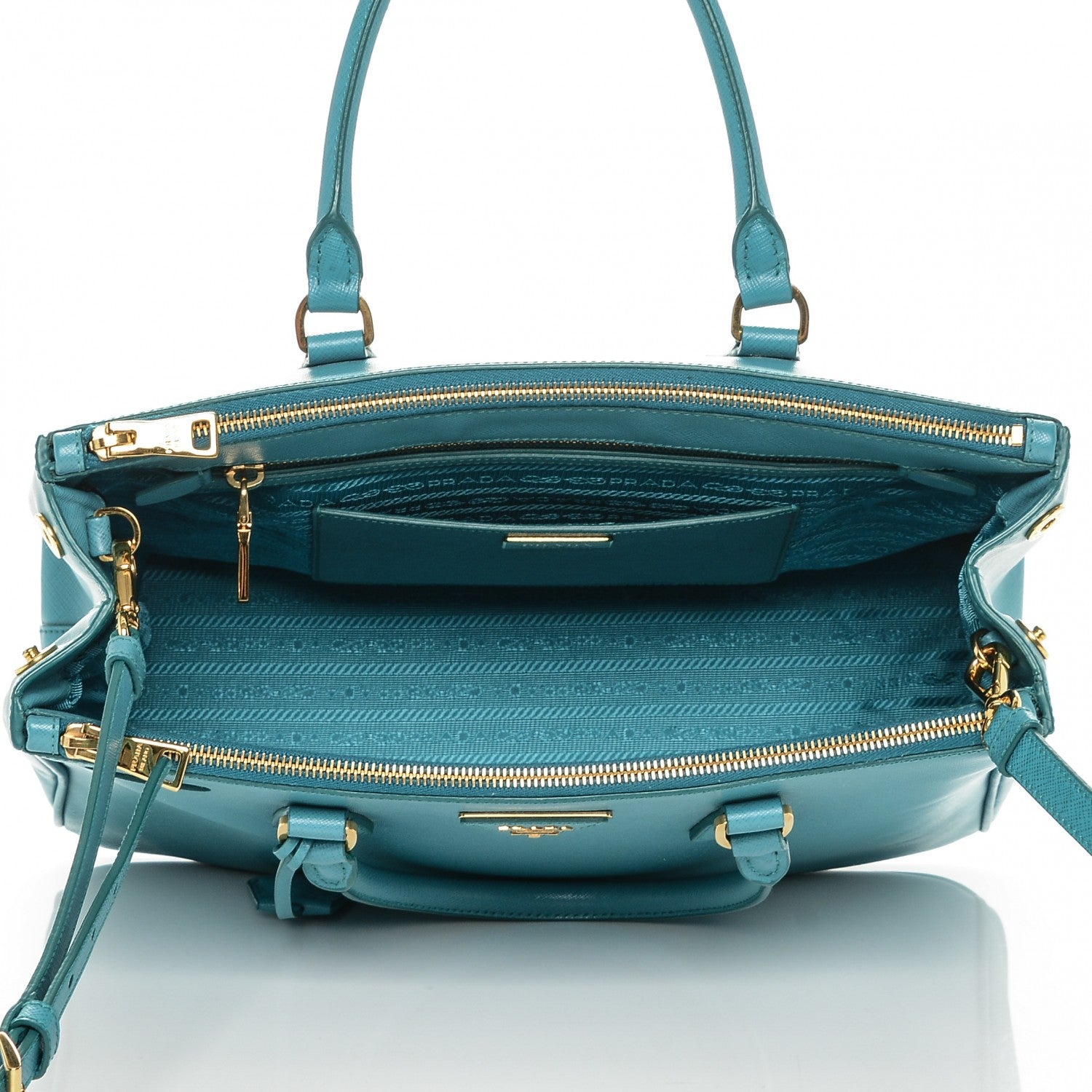 Prada Saffiano Medium Galleria Double Zip Tote Turchese 5 of 7