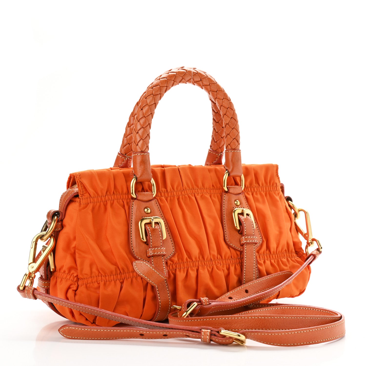 Prada Tessuto Nylon Gaufre Shopping Satchel Papaya 3 of 17