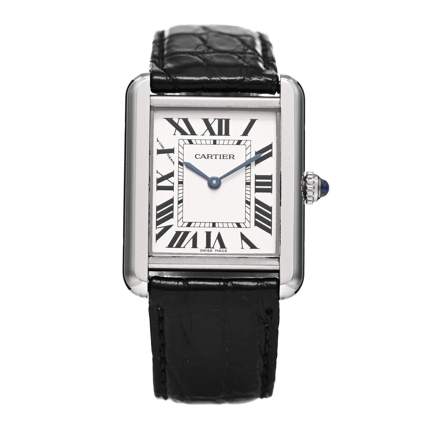 Cartier Stainless Steel Alligator 24mm Tank Solo Quartz Watch 1 of 5