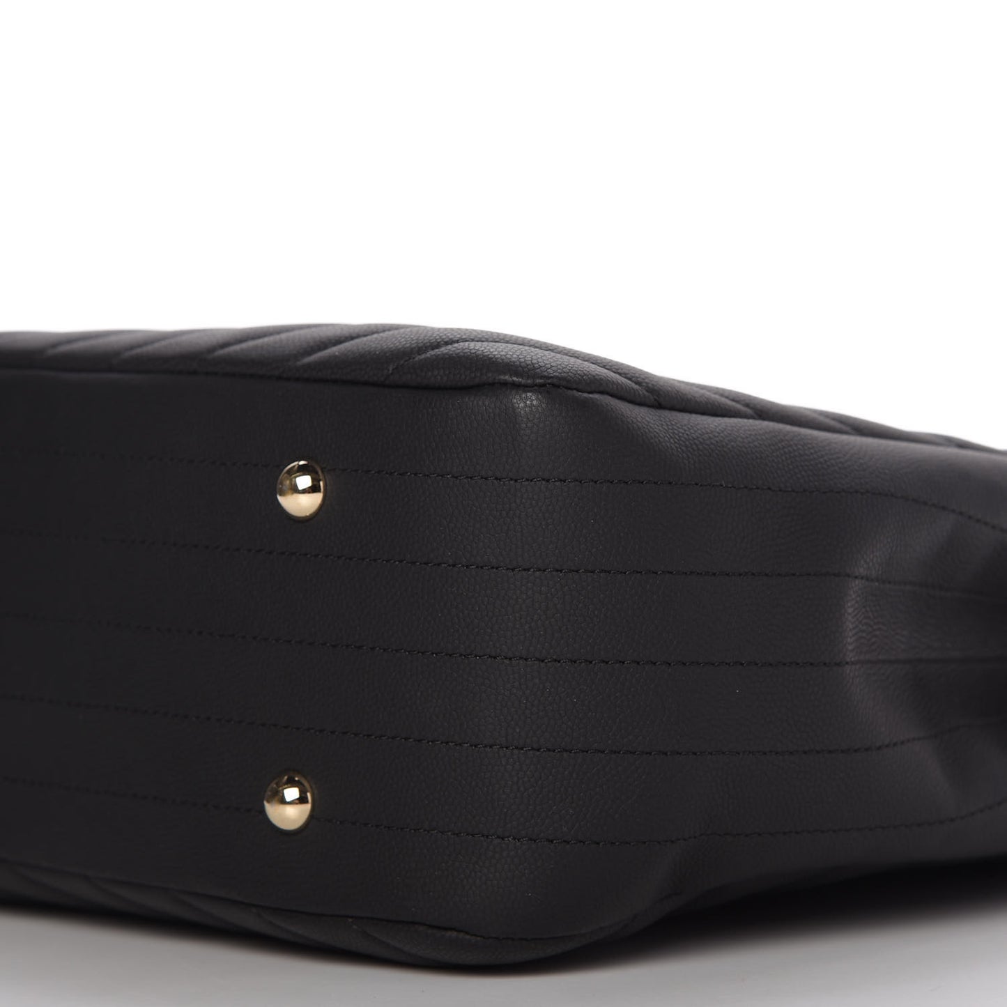 Caviar Chevron Quilted Large Shopping Tote Black