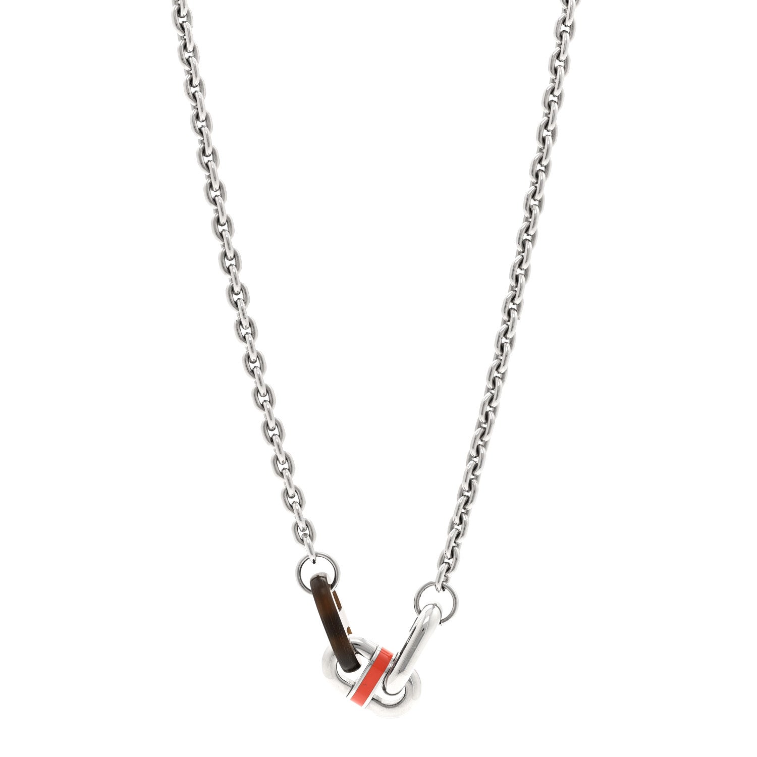 Hermes Palladium Buffalo Horn Lacquered Maillon Necklace 1 of 6