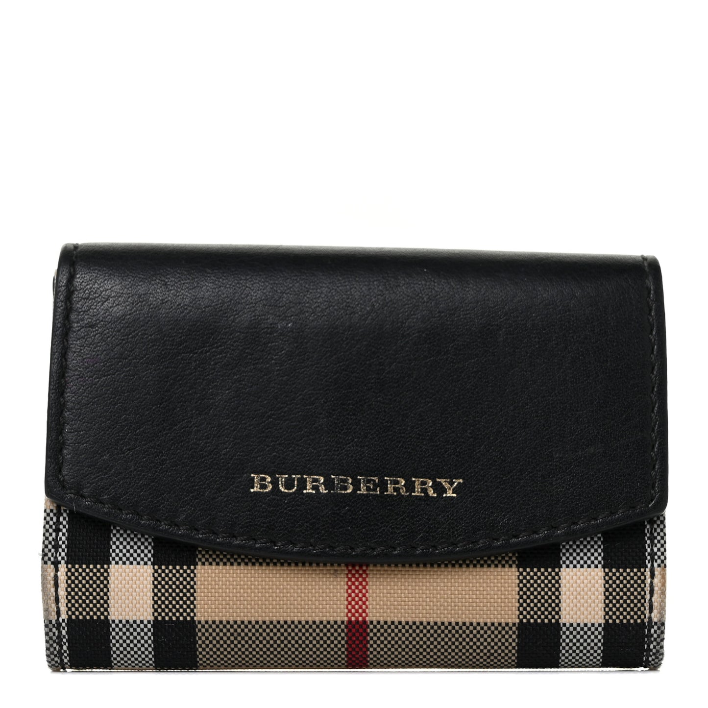 Calfskin House Check Chesam Card Case Black