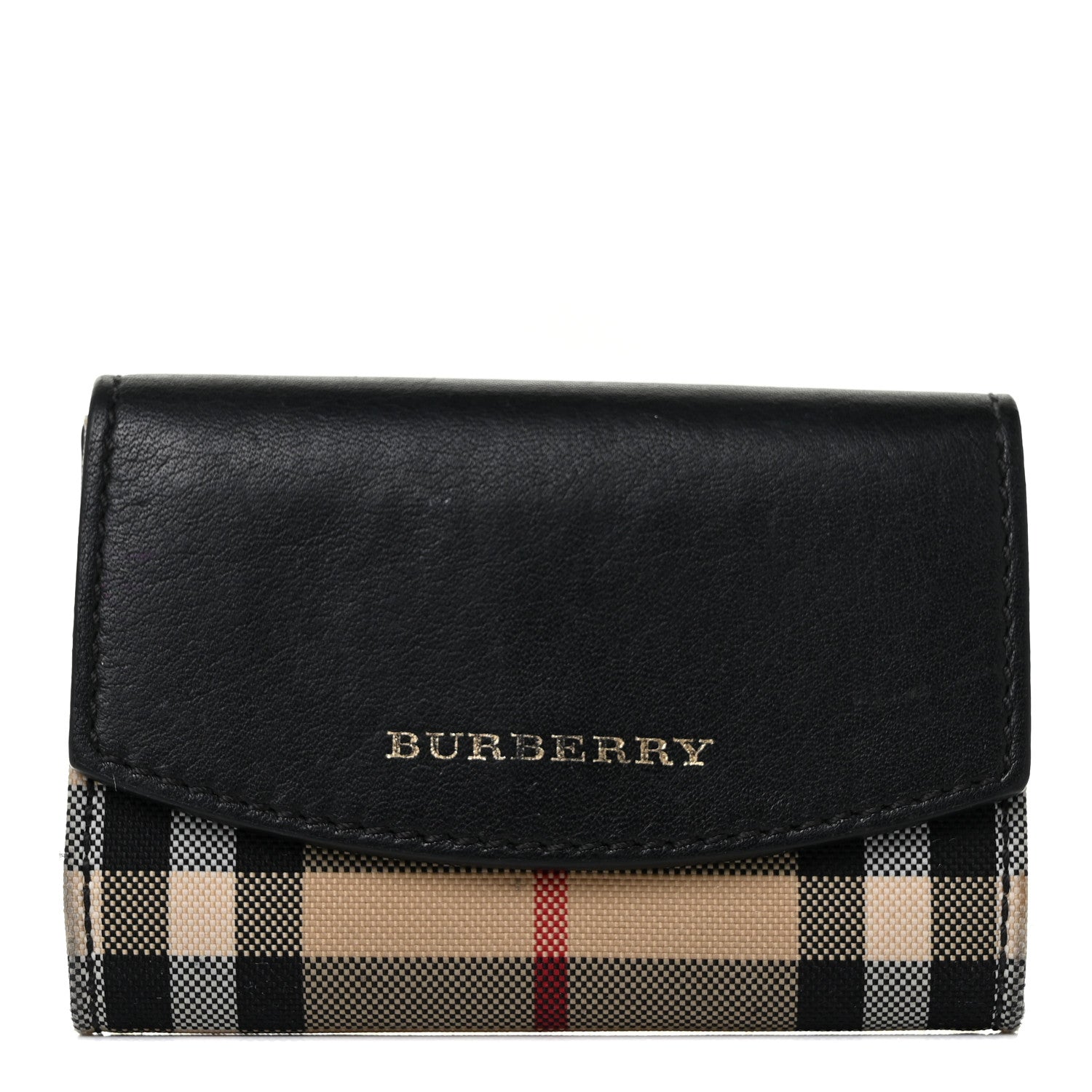 Burberry Calfskin House Check Chesam Card Case Black 1 of 8