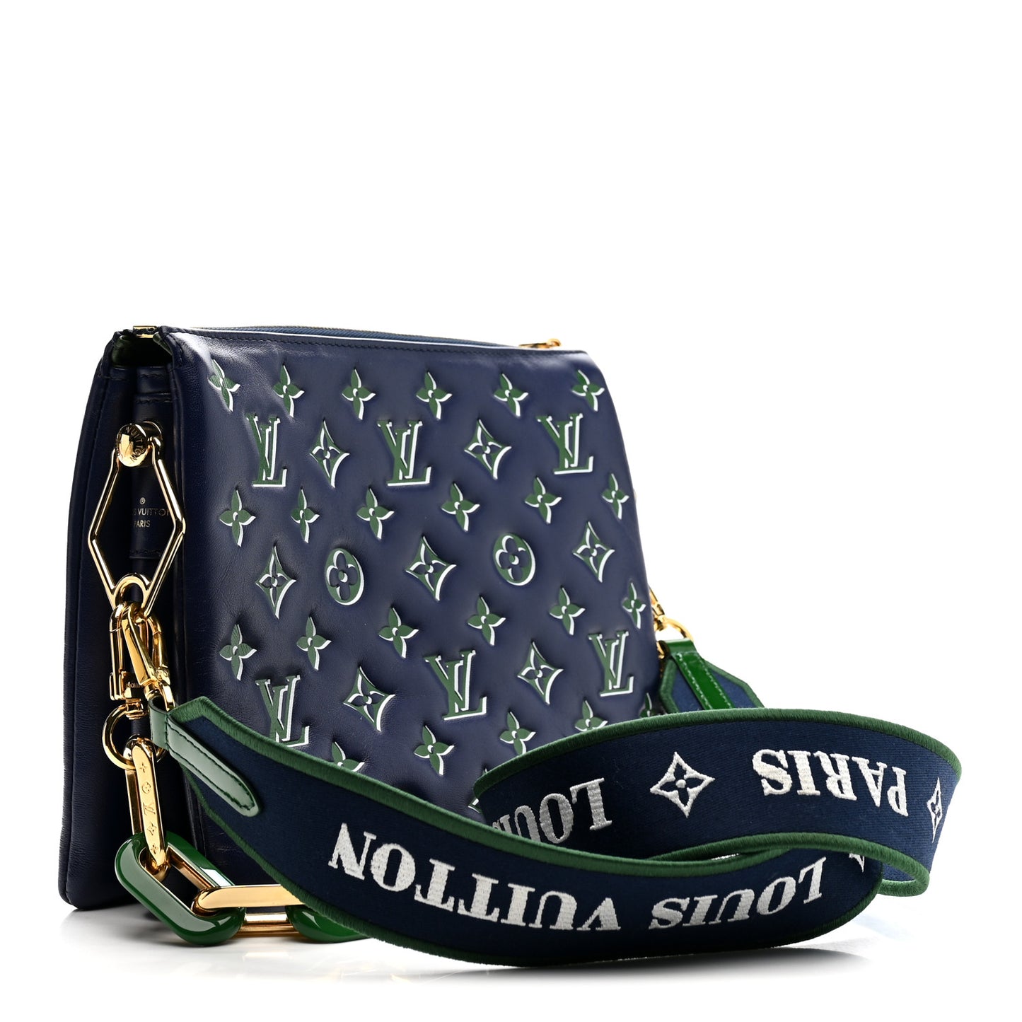 Lambskin Embossed Monogram Coussin PM Blue Green
