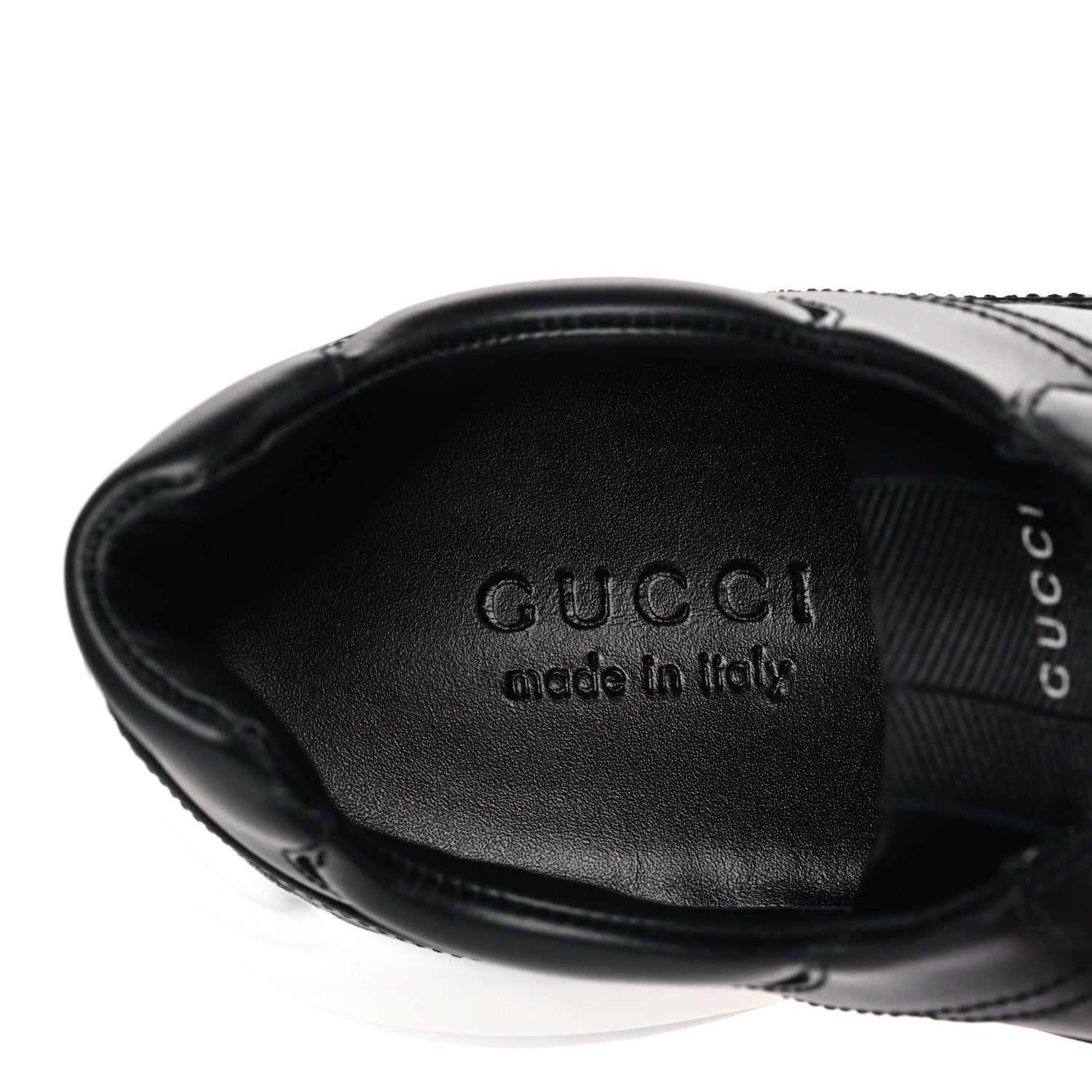 Gucci Apollo Calfskin Mens Rhyton Sneakers 7.5 Black 7 of 8
