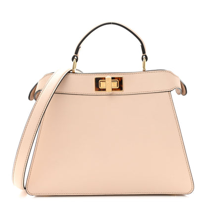 Fendi Vitello Seta Shiny Nappa Plexiglass Small Peekaboo I SEE U Satchel Poudre 1 of 10