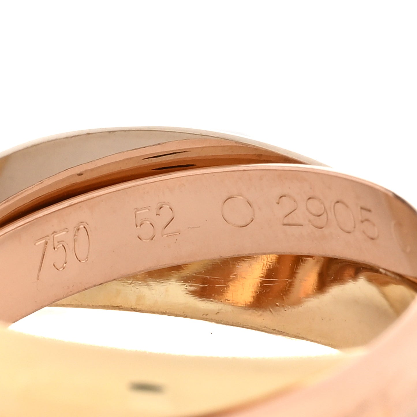 18K Pink Yellow White Gold Classic Les Must De Cartier Trinity Ring 52 6