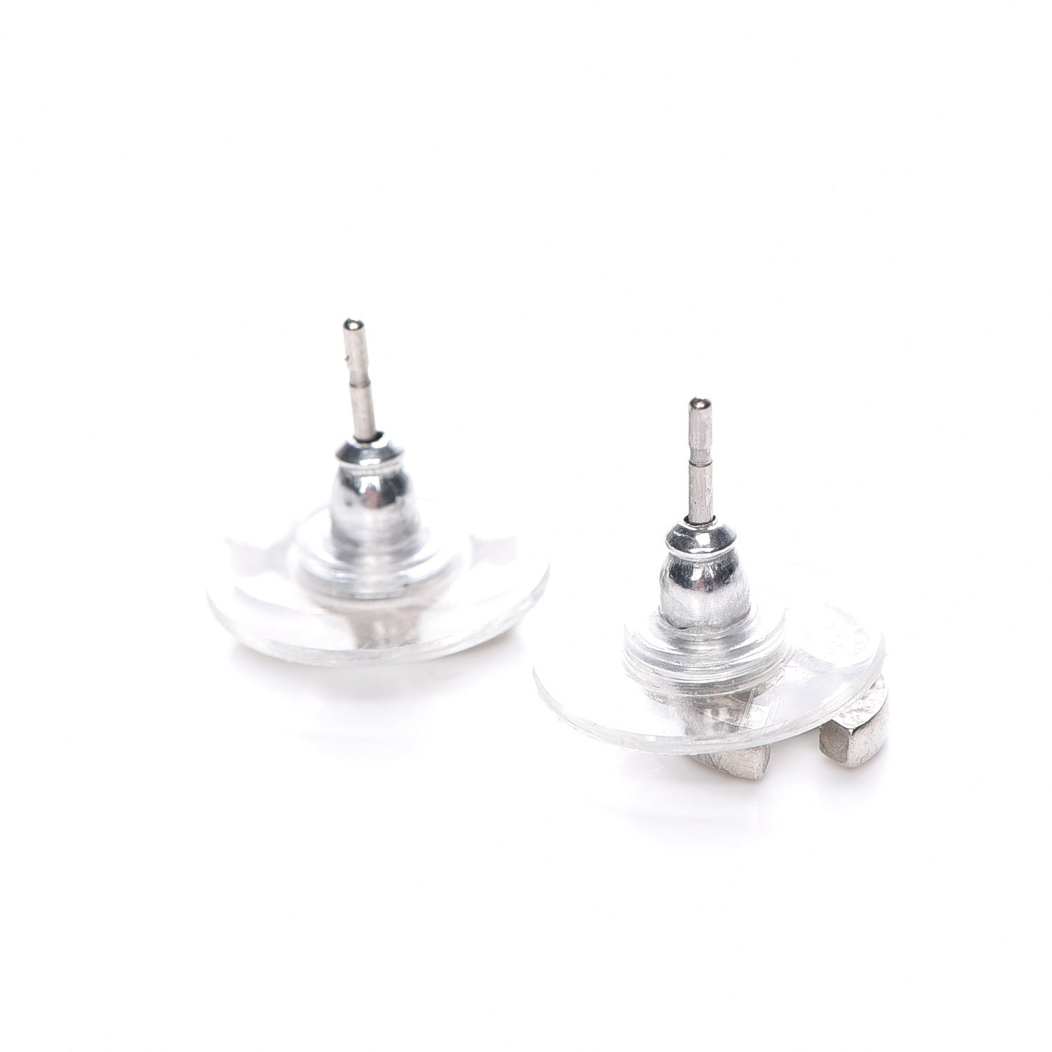 Chanel Crystal Timeless CC Earrings Silver 3 of 4