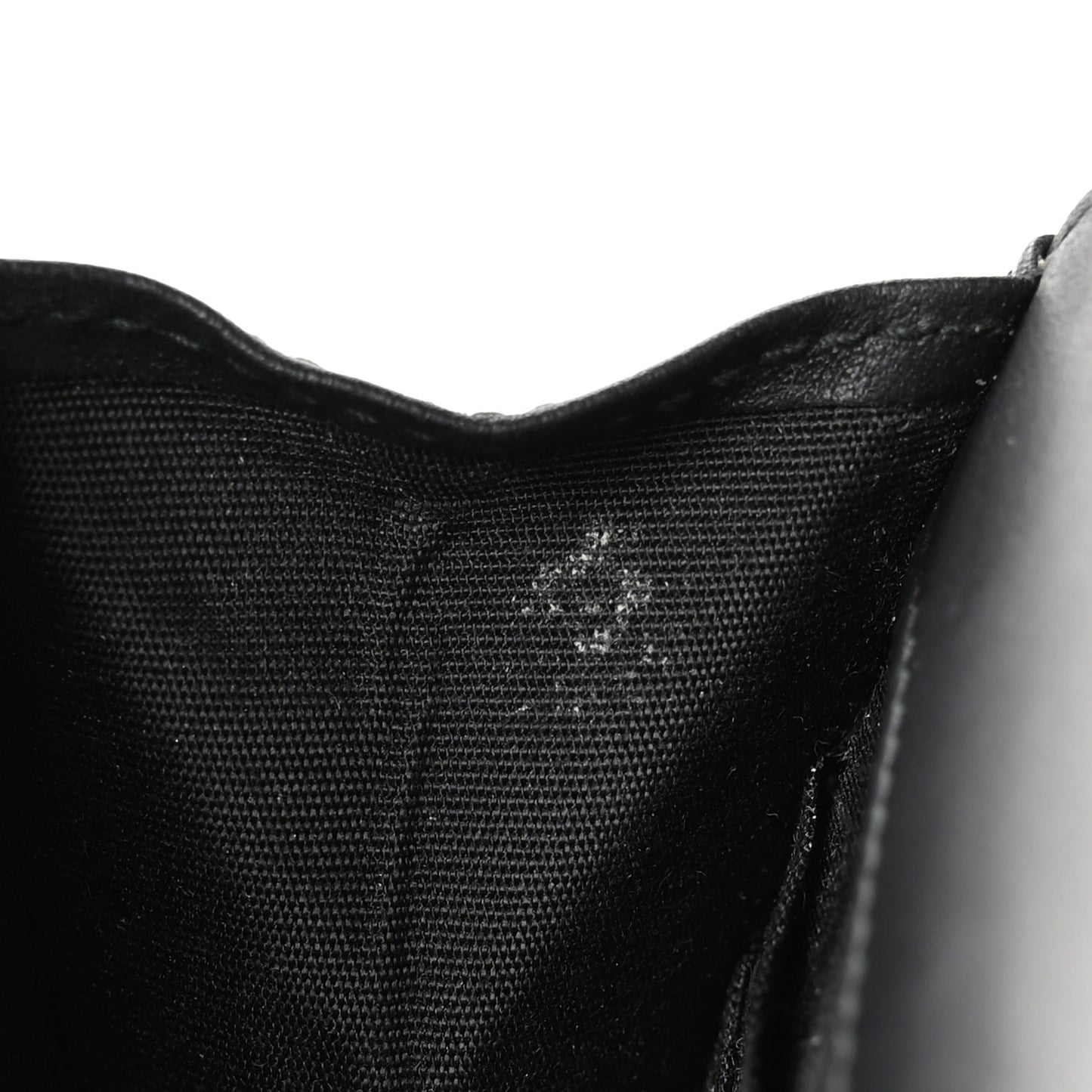 Crackled Patent Calfskin Quilted Pearl Wallet On Chain WOC Black