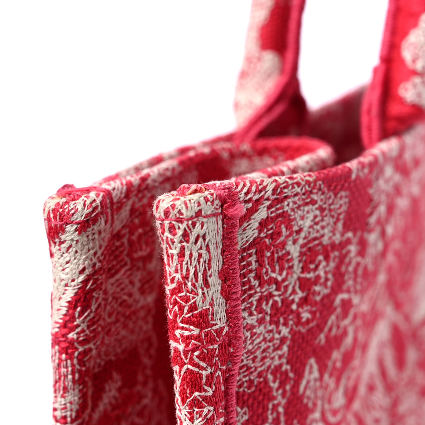 Canvas Embroidered Medium Dioriviera Toile De Jouy Book Tote Raspberry