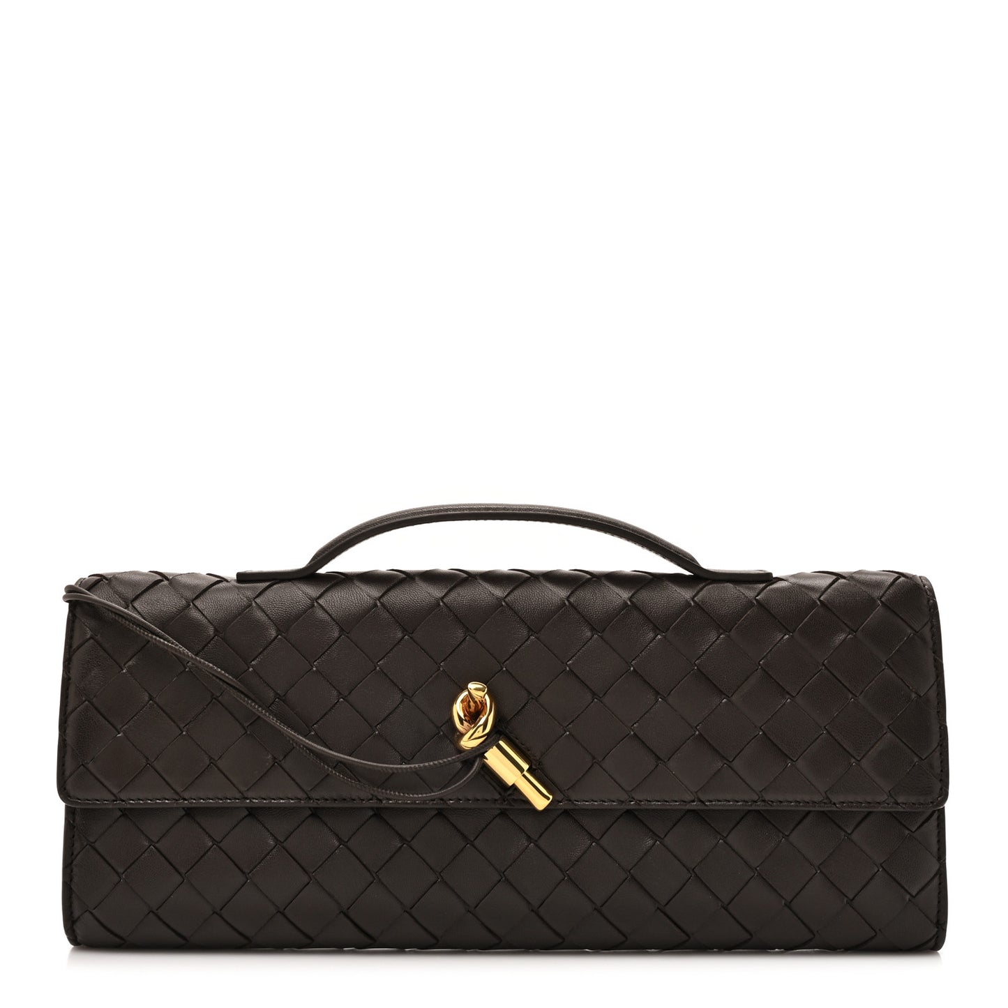 Nappa Intrecciato Long Andiamo Top Handle Clutch Fondant